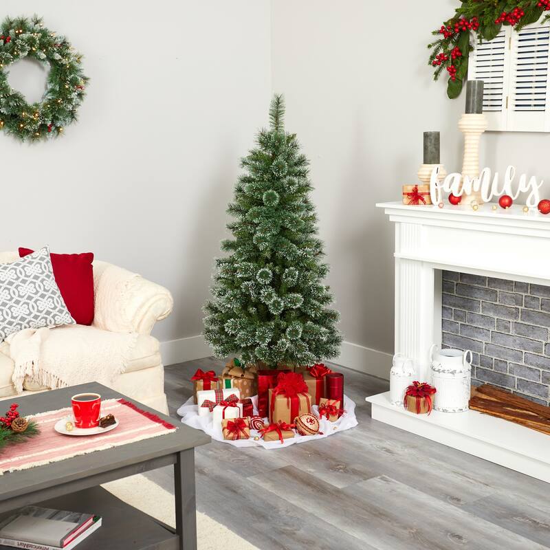 5ft Slim Artificial Christmas Tree with Lights - Farmhouse Pine Holiday Decor - Green - 57