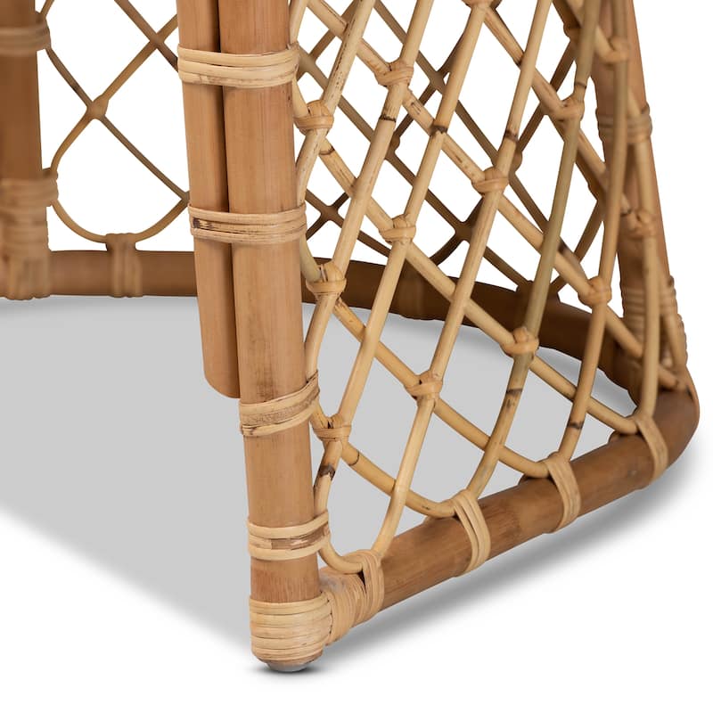 Orchard Bohemian Upholstered Rattan Dining Chair-White/Natural Brown