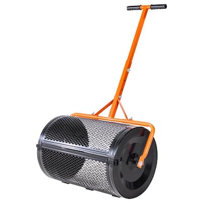 Black-Orange Steel Lawn Fertilizer Spreader with Adjustable Handle - 23.6 L x 15.7 W x 42.91-48.03 H in.