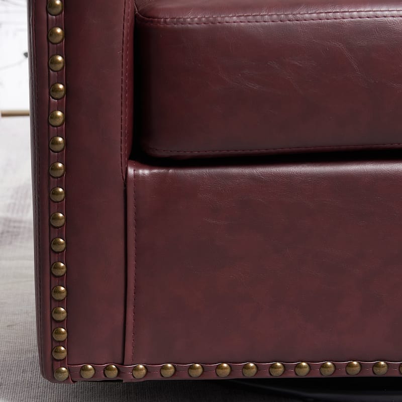 KINWELL 3-Piece PU Living Room Sets 1 Loveseat 2 Swivel Chairs