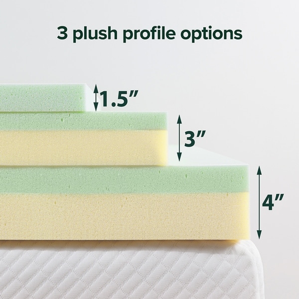 Priage by ZINUS 3 Inch Green Tea Memory Foam Mattress Topper On Sale