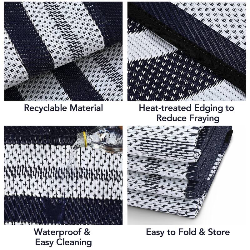 Outdoor Plastic Straw Rug Waterproof Outdoor Rug Reversible Plastic Camping Rugs for Patio Porch Deck Backyard