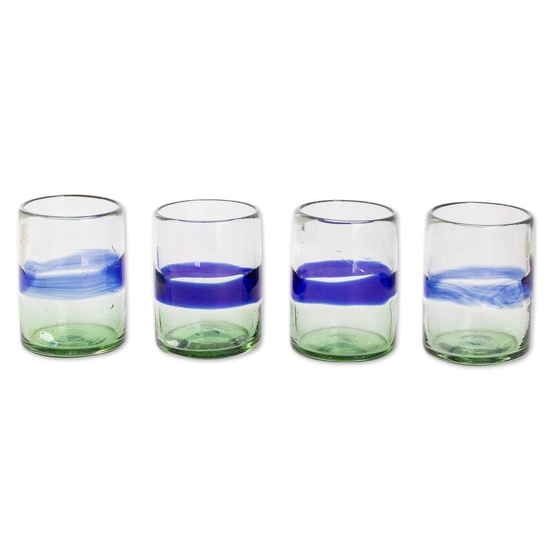 Novica Handmade Pacifico Handblown Recycled Glass Juice Glasses (Set Of 4)