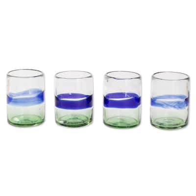 Novica Handmade Pacifico Handblown Recycled Glass Juice Glasses (Set Of 4)
