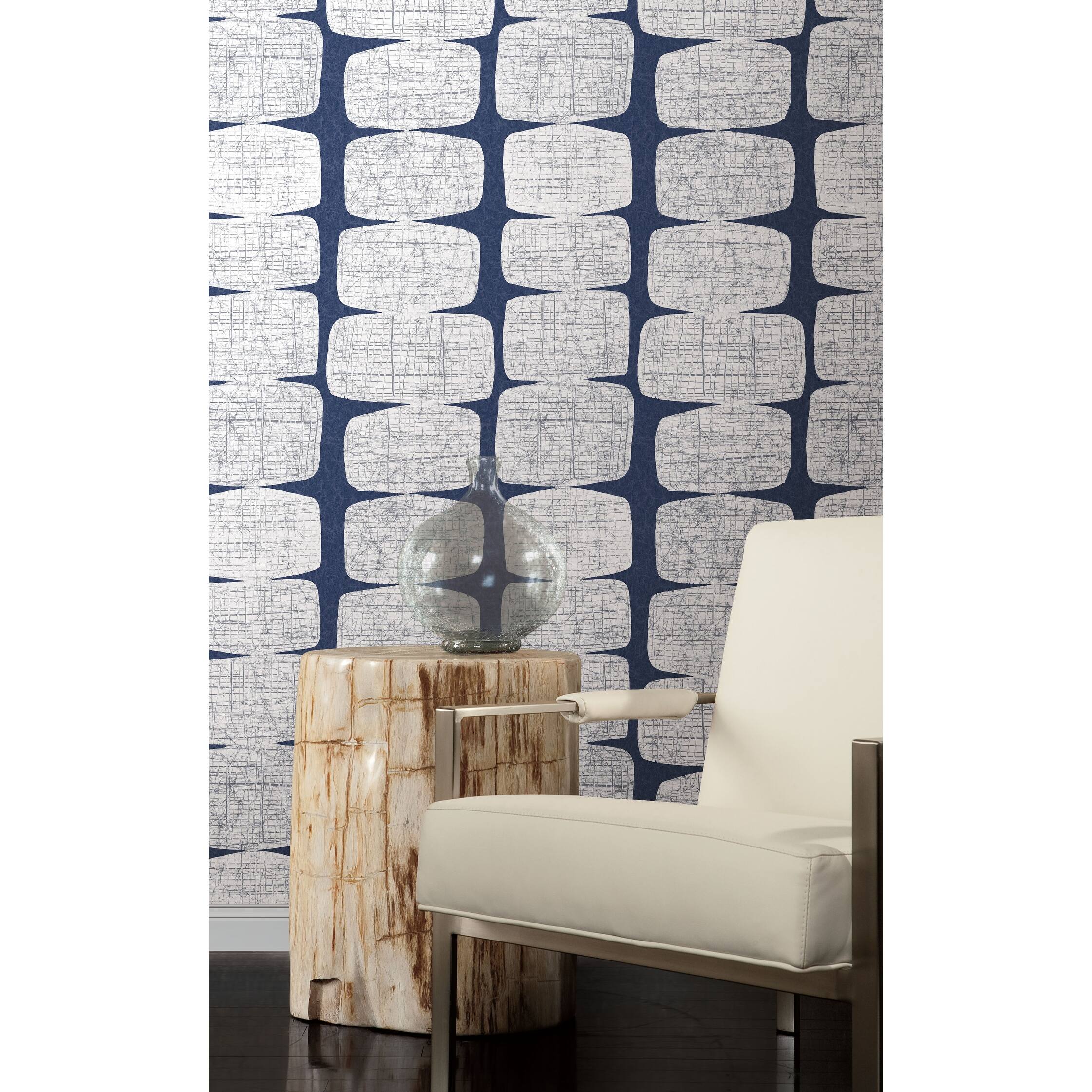 RoomMates Blue MidCentury Beads Peel and Stick Wallpaper Bed Bath