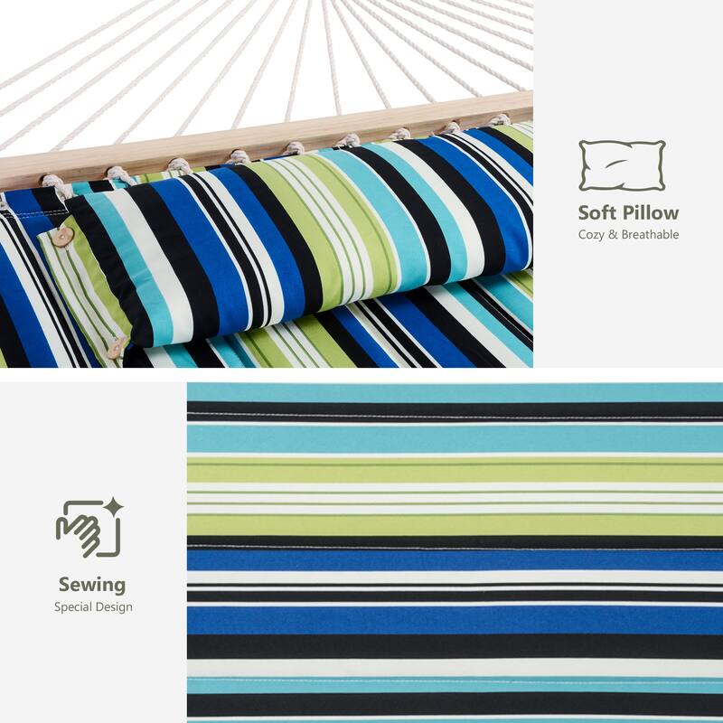 78'' Quilted 2 Person Hammock Beach Swing with Spreader Bars&Pillow - 55.1*122*1