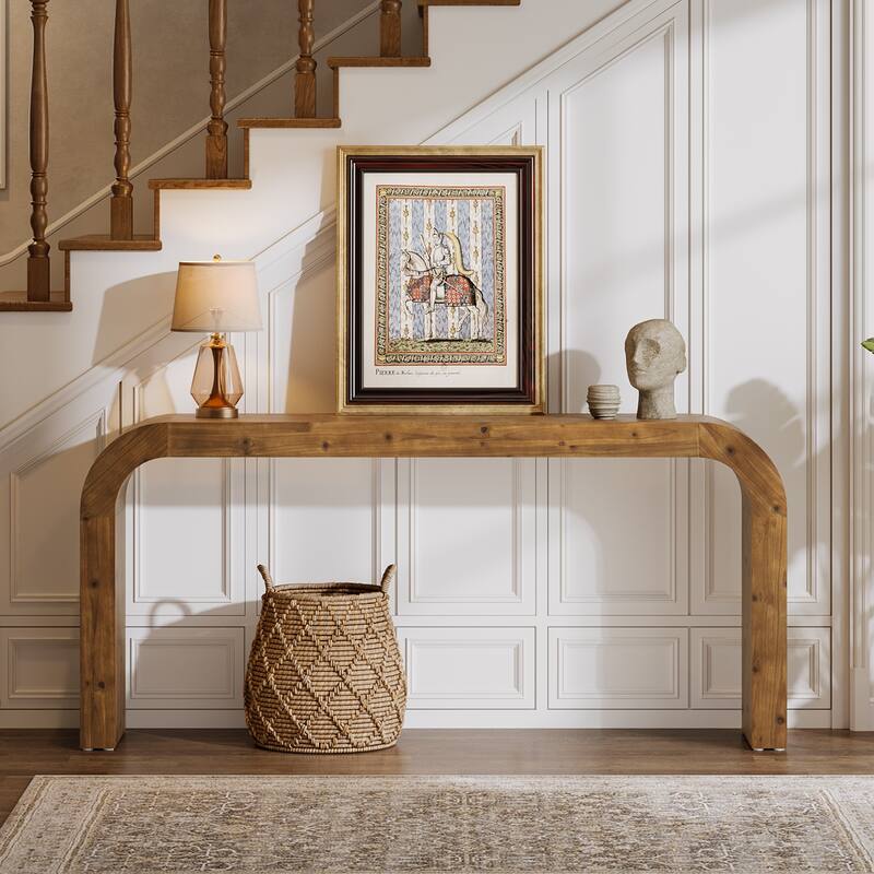 Solid Wood Console Table, 70.87-Inch Farmhouse Sofa Table