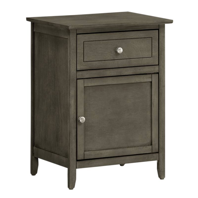 Transitional Gray Nightstand with Drawer and Door