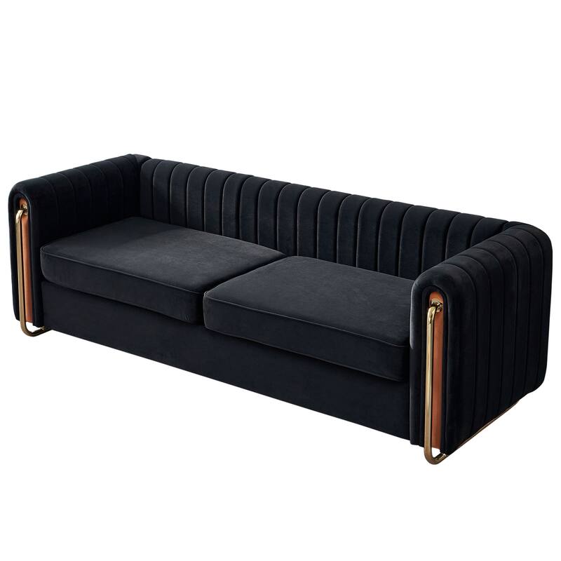 Contemporary Velvet Sofa Couch 84.25''W for Living Room