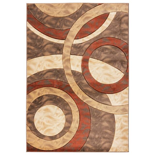 Orelsi Collection Abstract Area Rug - 8'1" x 10'5" - Beige/Rust
