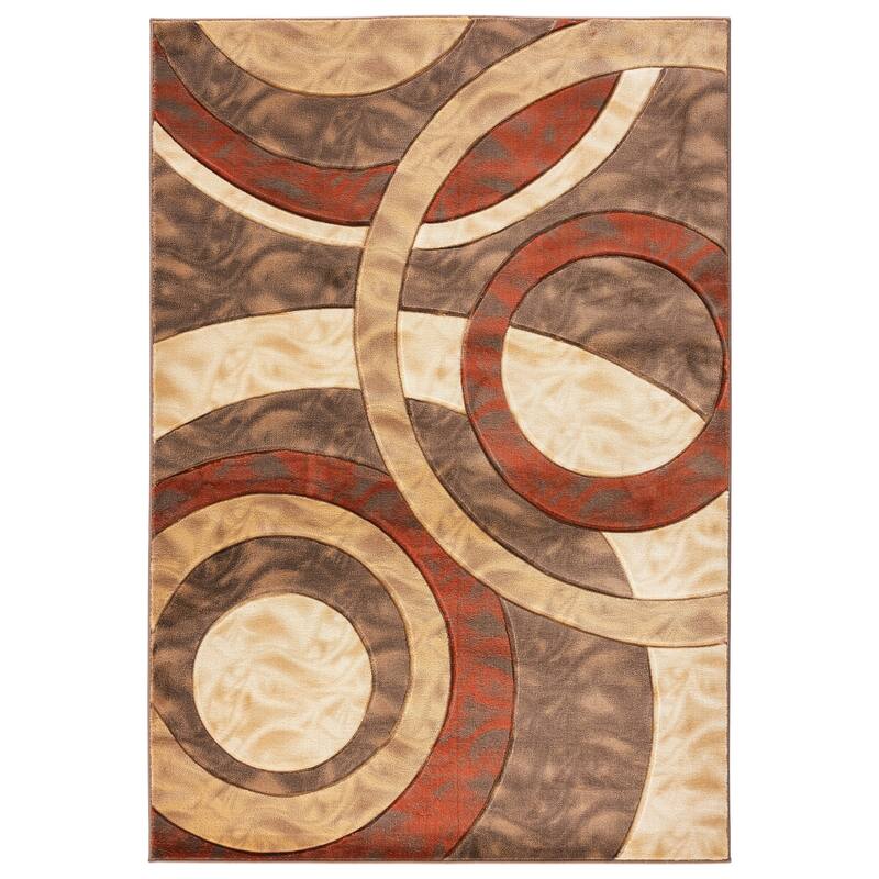Orelsi Collection Abstract Area Rug - 8'1" x 10'5" - Beige/Rust