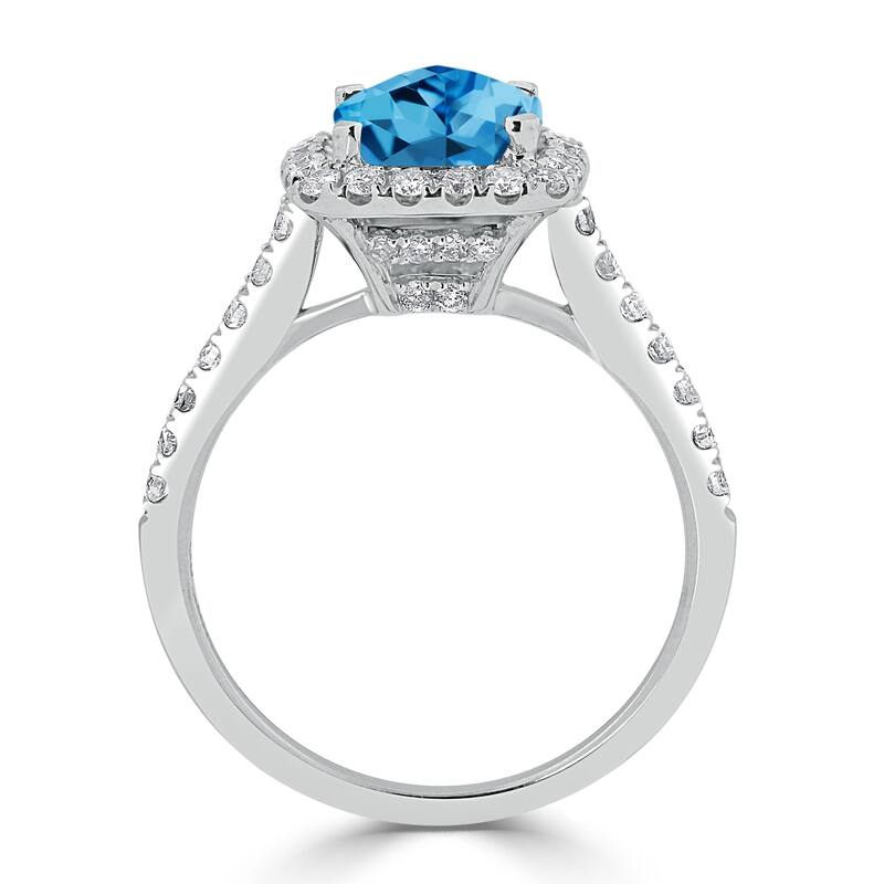 Auriya 1 1/4ct Cushion-cut Swiss Blue Topaz and Halo Diamond Engagement Ring 1/2cttw 14k Gold