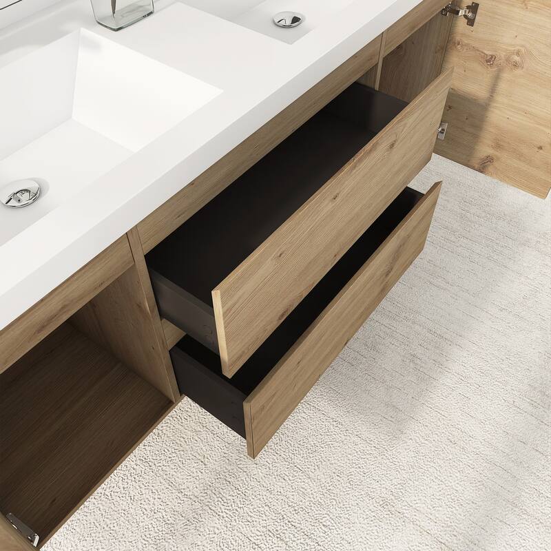 Floating Bathroom Vanity with Integrated Resin Top