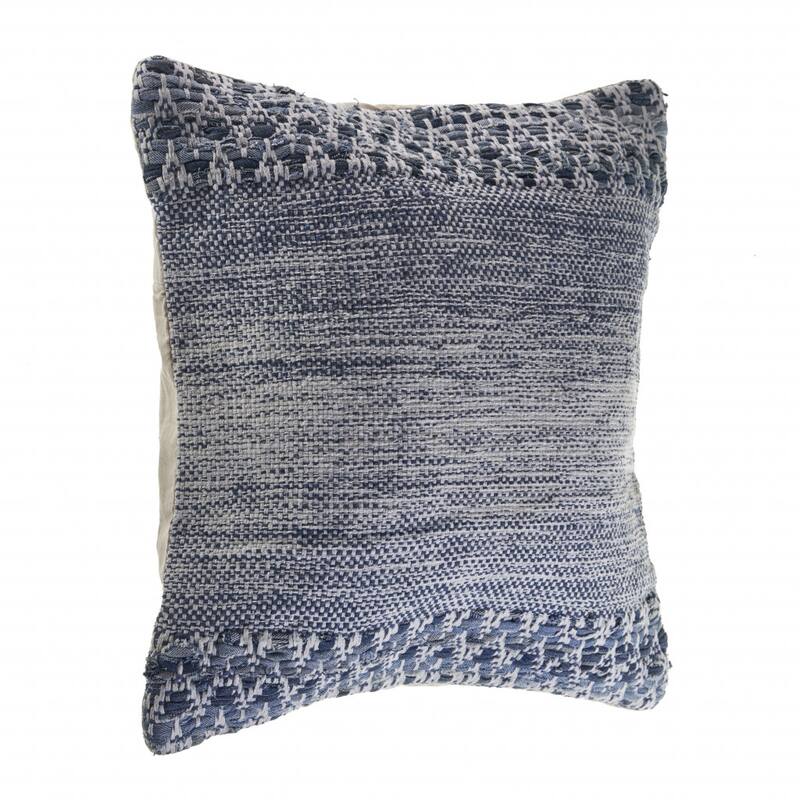 HomeRoots 20" X 20" Blue And Ivory 100% Cotton Chevron Zippered Pillow