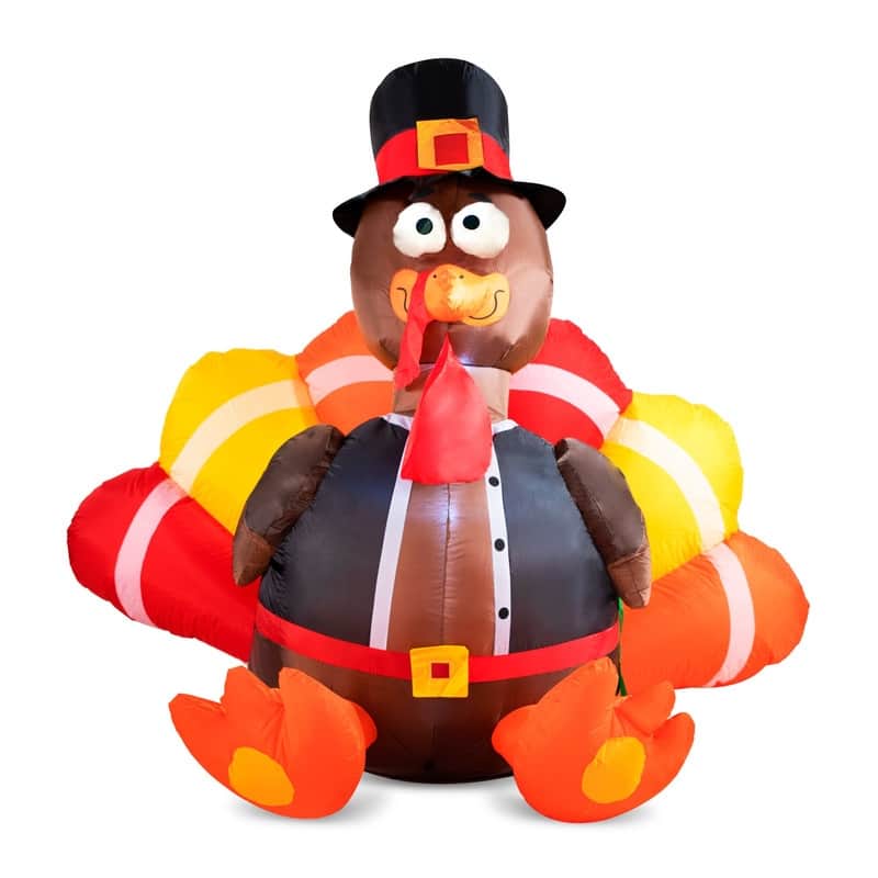 Joyfy 6ft Inflatable Turkey With LED Lights And Pilgrim Hat