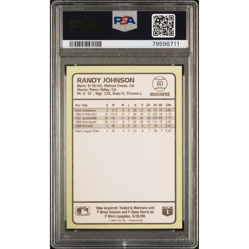 Randy Johnson 1989 Donruss Baseballs Best Rookie Card #80 Graded PSA 10 - 8'6" x 11'6"