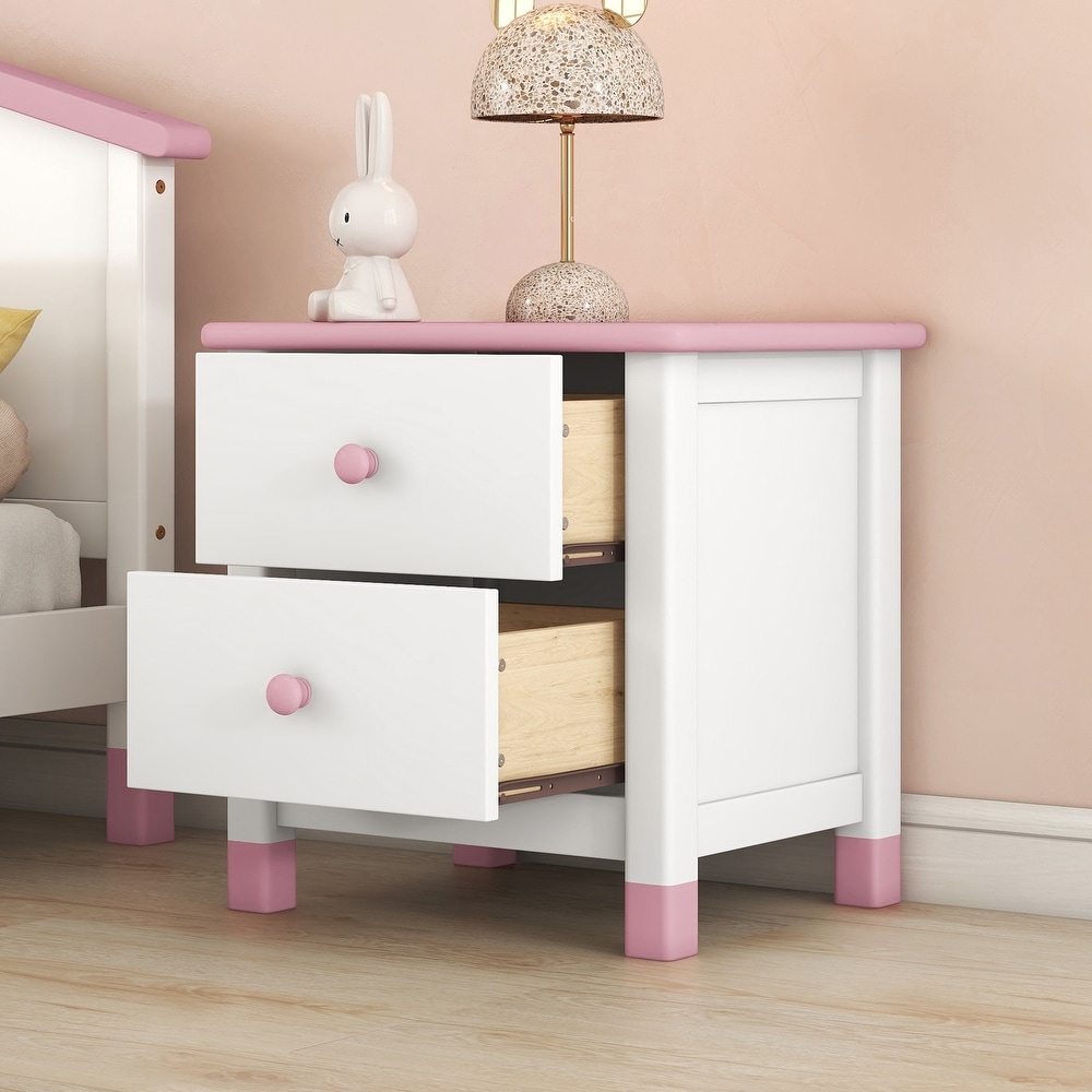 Pink and white nightstand sale