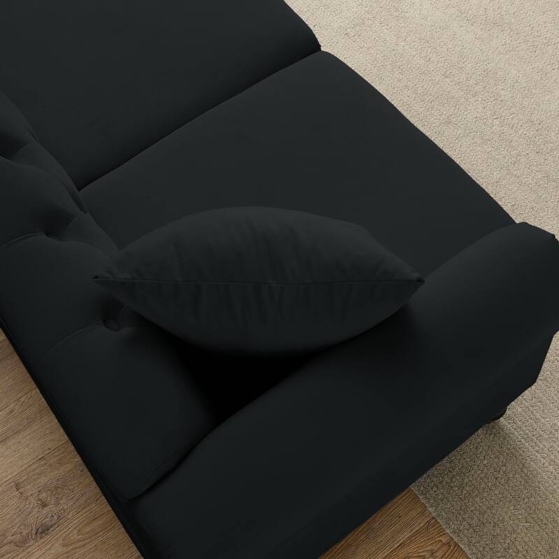 Chesterfield Velvet 3+3 Seater Sofa Tufted Couch with Rolled Arms and Nailhead & Pillows for Living Room, Bedroom, Apartment