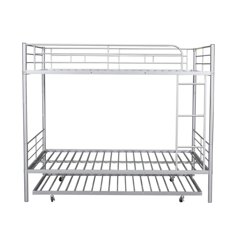 Full Metal Bunk Bed with Shelf and Guardrails, Black
