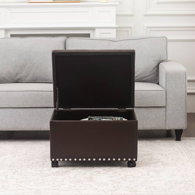 Adeco High End, Classy, Tufted Storage Bench, Ottoman Footstool