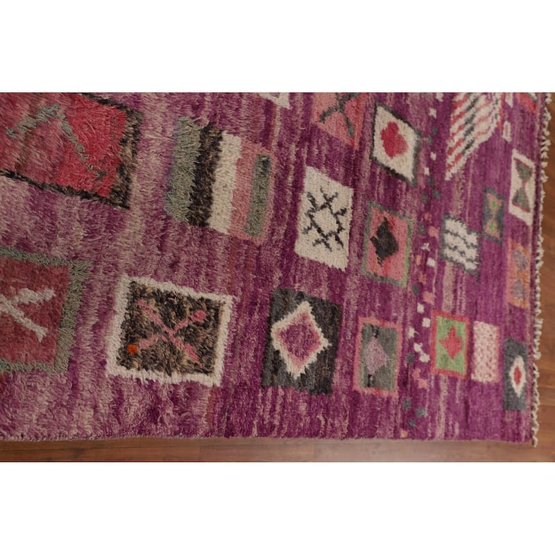Purple Tribal Moroccan Oriental Large Area Rug Handmade Wool Carpet - 9'3" x 14'6"