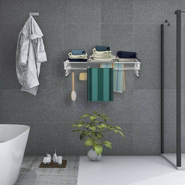 Shop Costway Stainless Wall Mounted Expandable Clothes Drying