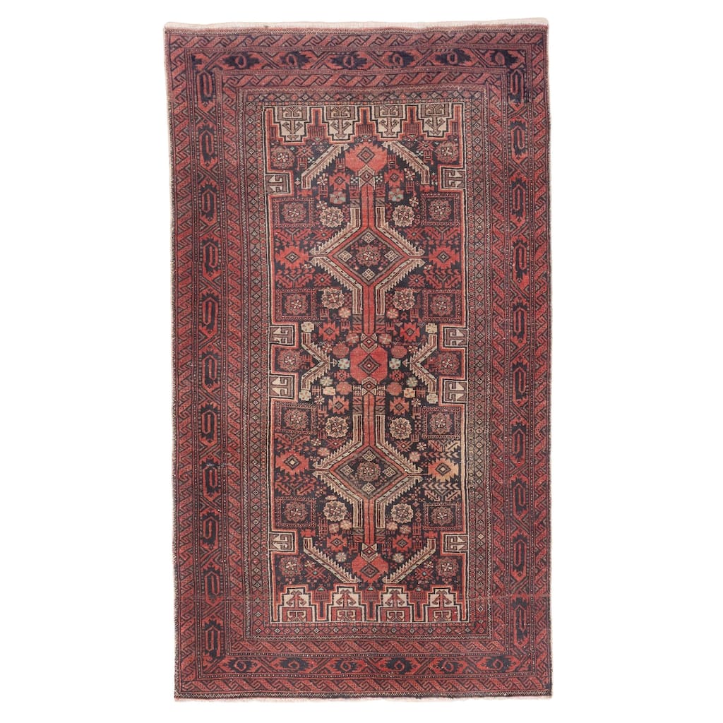 ECARPETGALLERY Hand-knotted Melis Vintage Black, Red Wool Rug - 3'3 x 5'8