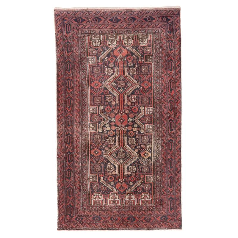 ECARPETGALLERY Hand-knotted Melis Vintage Black, Red Wool Rug - 3'3 x 5'8