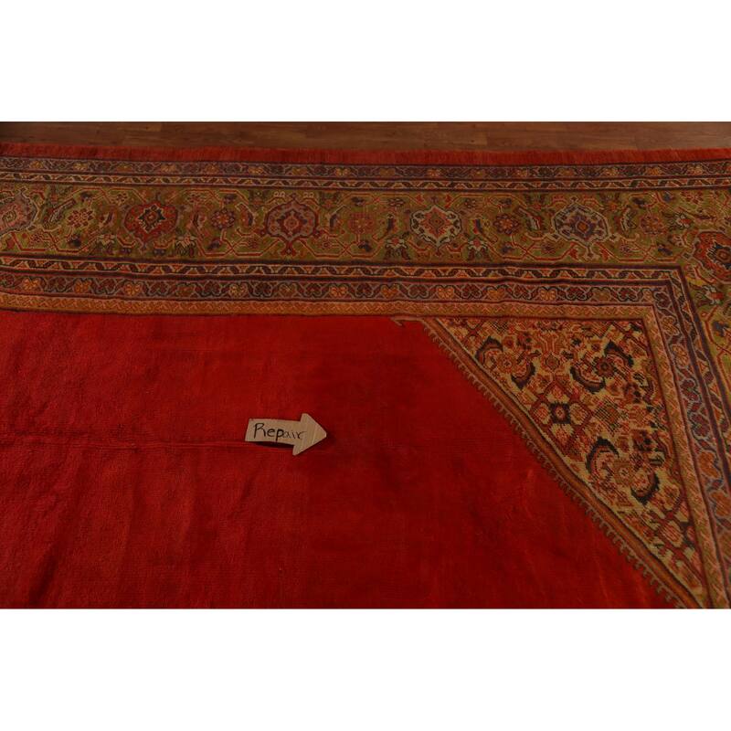 Pre-1900 Antique Sultanabad Persian Large Rug Hand-Knotted Wool Carpet - 9'8"x 16'7"