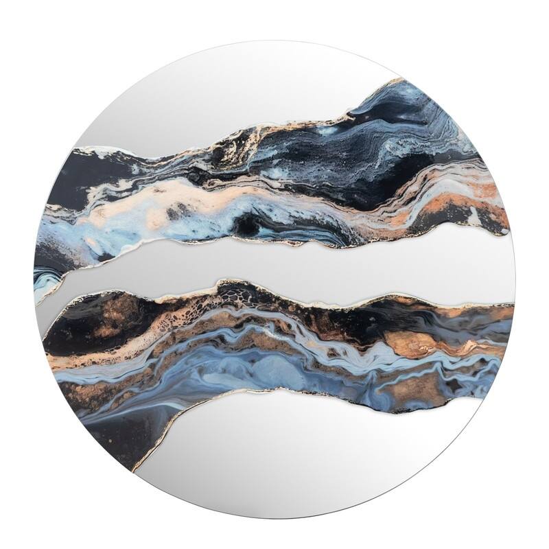 23.6"Artistic Marble Patterned Round Wall Mirror