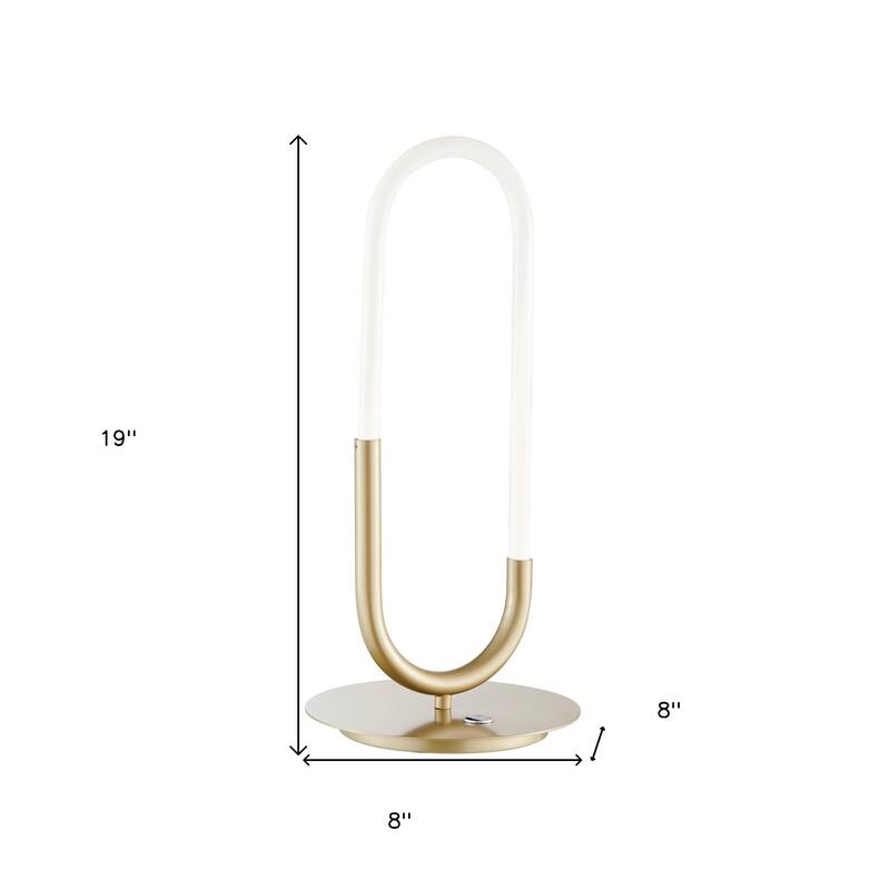 HomeRoots 19" Gold Acrylic And Metal Mod Paper Clip LED Table Lamp - 8' X '19' X '8