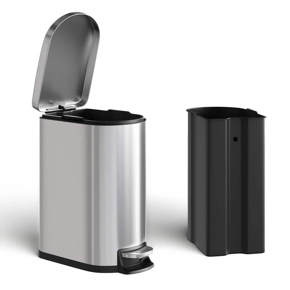 13.2 Gallon Step-on Metal Kitchen Trash Can, Slim Rustproof Garbage Can with Lid