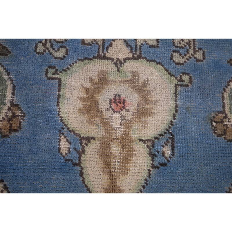 Blue Tabriz Persian Vintage Area Rug Handmade Wool Carpet - 6'6" x 9'10"
