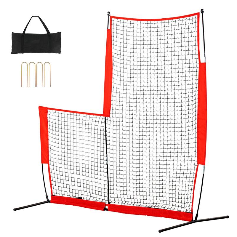 7 x 7 Feet L Screen Portable Baseball and Softball Body Protector Safety Screen with Carry Bag