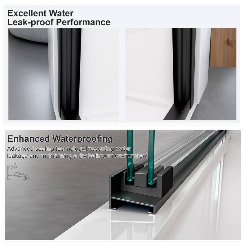 56"-60"W*72" H Semi-Frameless Double Sliding Shower Door, Bypass Shower Door, 1/4" (6mm) Thick SGCC Tempered Glass Door