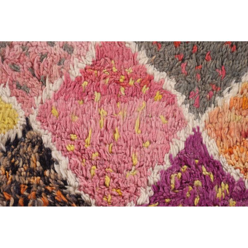 Colorful Trellis Moroccan Pakistan Area Rug Handmade Wool Carpet - 5'0" x 8'8"