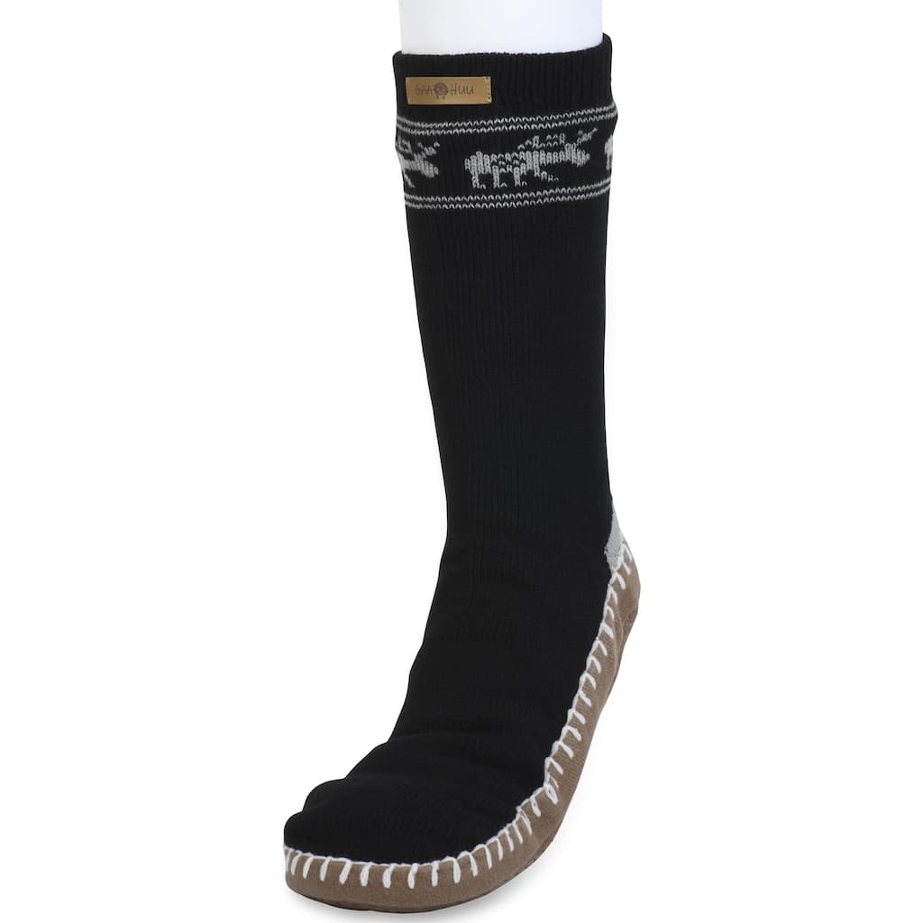 Gaahuu Mens Acrylic Knit Faux Shearling Lined Slipper Sock