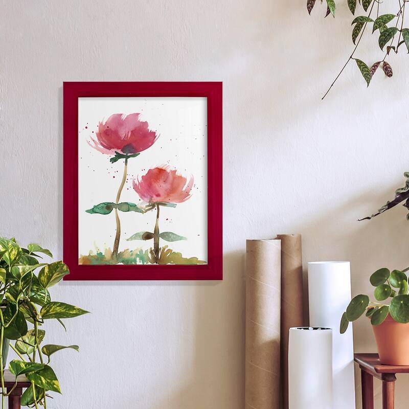 Pink Fleurs I -Framed Print w/glass-Cherry Red