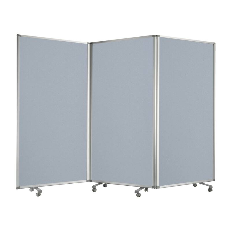 Accordion Style Fabric Upholstered 3 Panel Room Divider, Gray