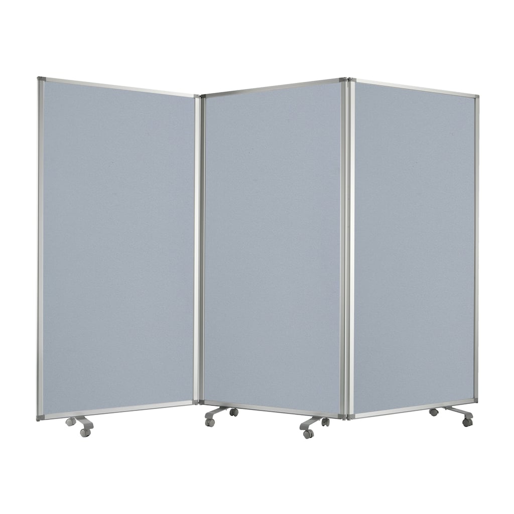 Accordion Style Fabric Upholstered 3 Panel Room Divider, Gray