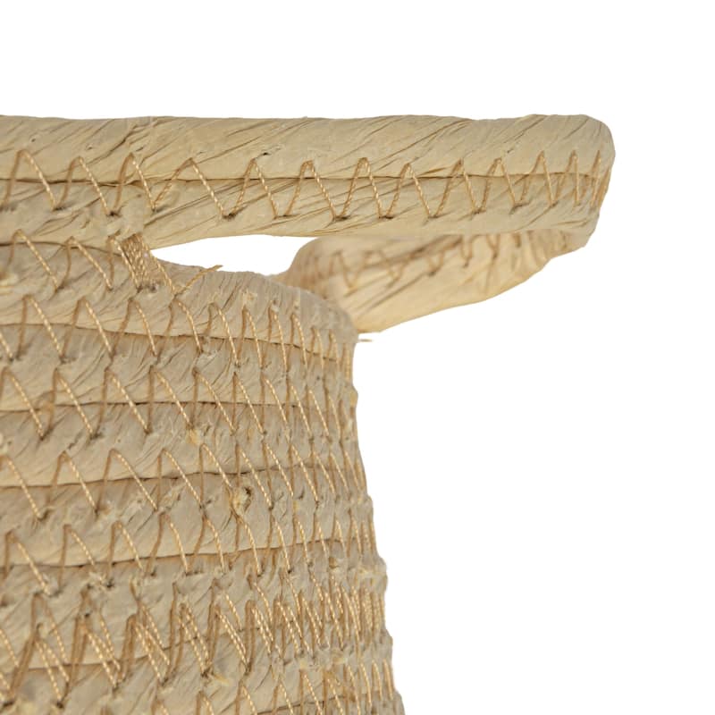 Household Essentials Handwoven Paper Rope Basket with Stripe and Handles