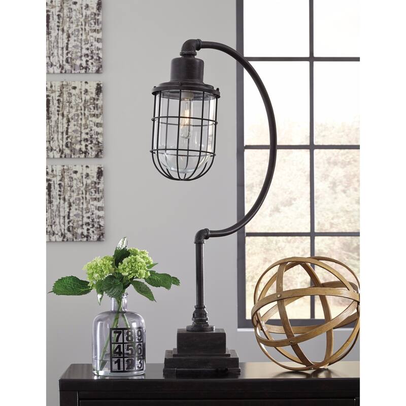 Jae Antique Black 33 Inch Metal Desk Lamp