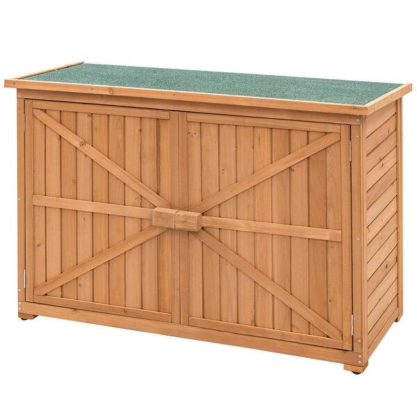 Shop Gymax Double Doors Fir Wooden Garden Yard Shed Lockers