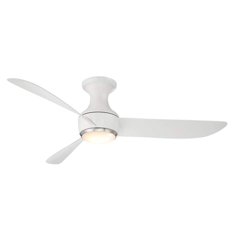 Corona 3-Blade Smart FlushMount Ceiling Fan 54in 3000K LED & Remote - N/A - Brushed Nickel Matte White