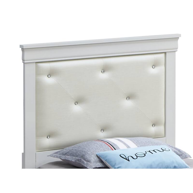 Champagne Twin Bed - Tufted Headboard Panel Bed with Textured Finish - Requires Box Spring
