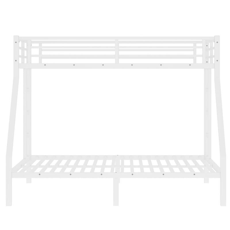 Roomfitters Metal Twin Over Full/Queen Bunk Bed Frame with Ladder & Safety Rail, Heavy-Duty Space-Saving Design, Black