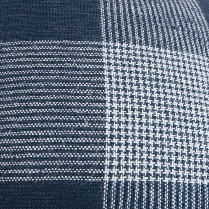 Rizzy Home Plaid Indigo/White Decorative Down Filler Pillow - 20"x20"