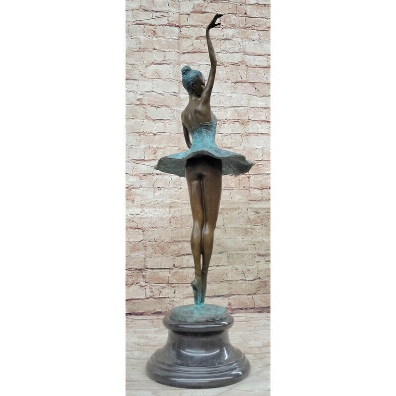 Hot Cast Bronze 4Th Position Ballerina Ballet Dancer Figure Statue Sculpture On Marble Base