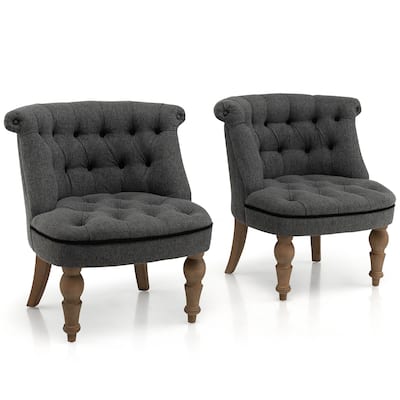Costway Set of 2 Upholstered Slipper Chairs Armless Accent Chairs w/ - See Details