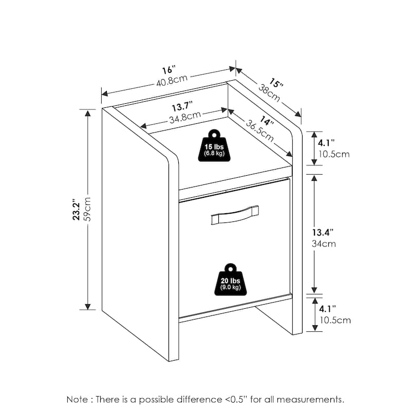 Furinno Viola End Table, Side Table with Storage Bins